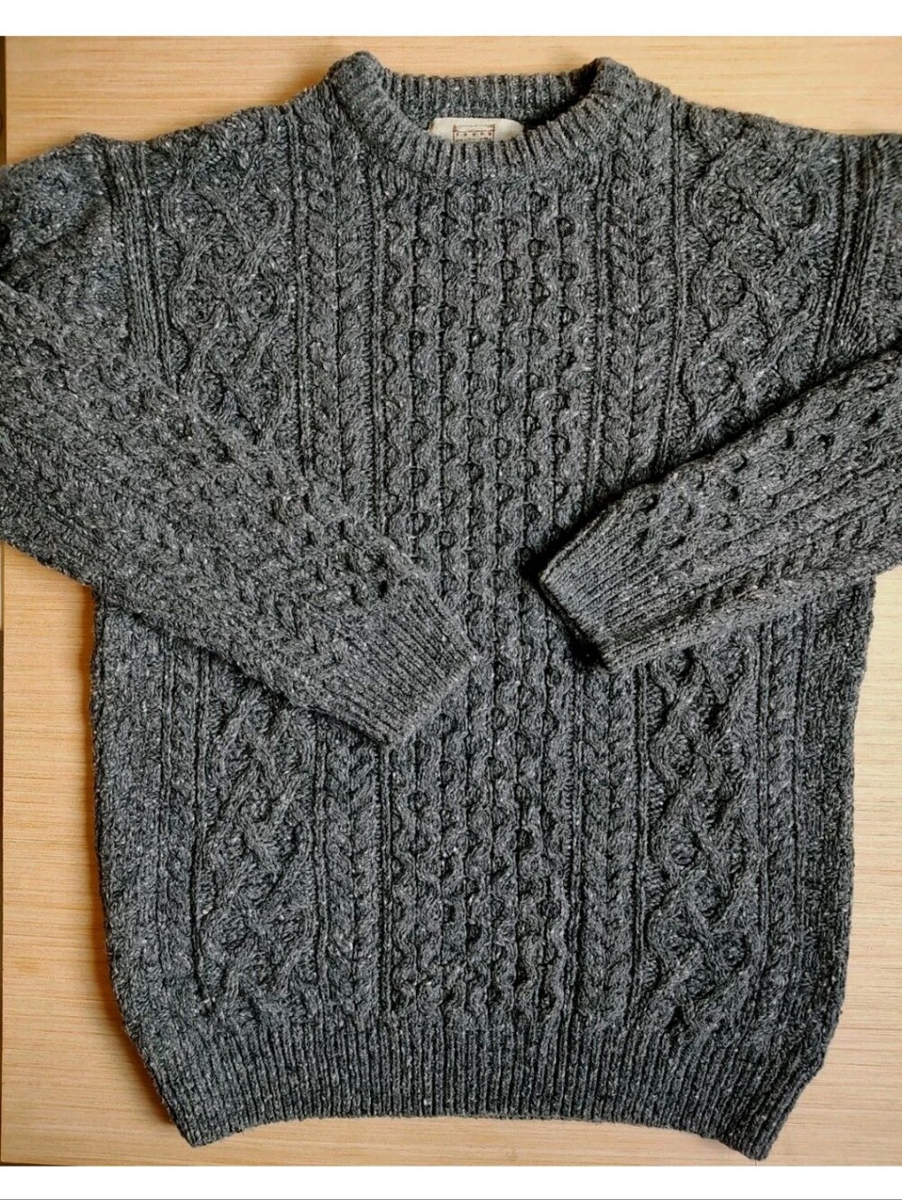 Aran Sweater Market Ireland Fisherman Wool Cashmere Pullover Grey Marled XL Men